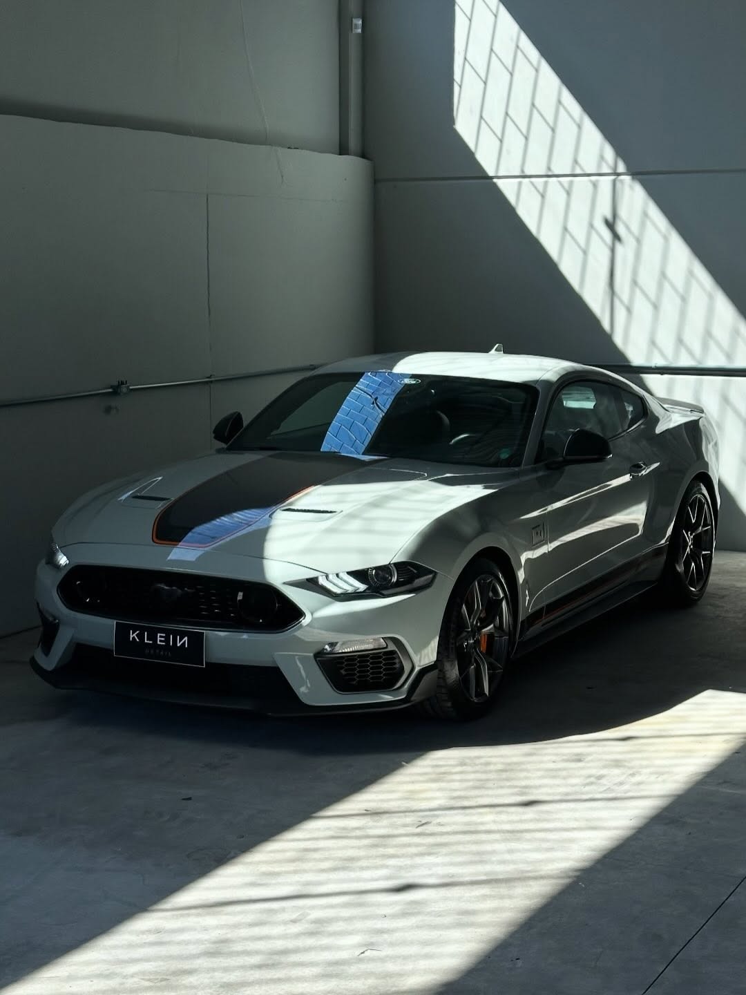 Ford Mustang Mach 1 cinza com pintura protegida